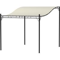 Pergola Addossata Ricurva Métal Polyester 16 Trous Drainage 248x298x200/250 cm Blanc Crème
