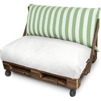 Coussin pour palette Toldotex Blanc-Vert Set: Siège 120x80x20 (blanc-uni) + Dossier 120x45x25 (rayé) Blanc-Vert