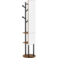 Ganzkörperspiegel-Garderobe mit Stauraum, um 360° drehbarer multifunktionaler Kleiderständer, Ganzkörperspiegel für das Schlafzimmer, Garderobe mit Haken, 17440 cm (Vintage-Braun)