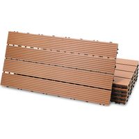 Wolketon Piastrella per terrazza Piastrelle in legno composito WPC 60 x 30 cm Piastrelle a clip per giardino esterno 24x giallo-marrone