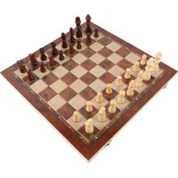 Jeu d'échecs en bois 3 en 1, jeu d'échecs portable avec plateau en bois pliable pour enfants et adultes