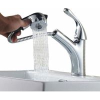 Grifo de fregadero con rociador extraíble Fregadero de cocina monomando con grifo de lavabo de latón duradero