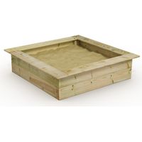Wickey – Bac à sable en bois imprégné 120 x 120 cm – Rebord d’assise confortable – Résistant aux intempéries – Pour jeux en extérieur