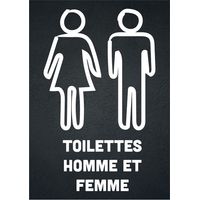 Panneau PVC "TOILETTES HOMME ET FEMME" fond noir format A5