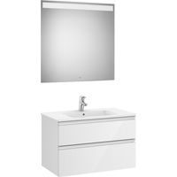 Pack mueble base blanco de 2 cajones + lavabo + espejo LED THE GAP - ROCA Posición del lavabo: Derecha