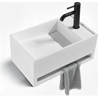 Stilform Wandwaschbecken 50×30×22 cm Mineralguss mit Handtuchhalter Weiß matt