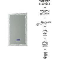 Specchio 90X50 LED touch anti-fog con casse Bluetooth radio temperatura e ora
