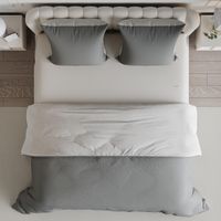 Set letto 4 pezzi - 140x200 cm - Copripiumino, lenzuolo con angoli e 2 federe - Microfibra antigrinze - Grigio
