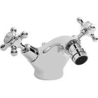 Bayswater Crosshead Dome Mono Bidet Mixer Tap with Waste - White/Chrome