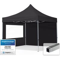TOOLPORT Gazebo Pieghevole Giardino 3x3m - 2 laterali Alluminio Telo Repelente al agua Padiglione Mercati Sagre nero