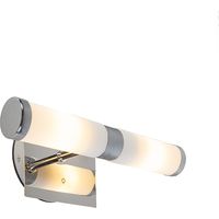 Qazqa – Applique murale salle de bain IP44 – 2 douilles G9 – Boîtier chrome – Abat-jours en verre opale – 11,5 cm profondeur – 22,3 cm longueur