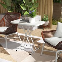 Table de jardin. Table d'extérieur portable en plastique et métal. Table bistro. Pour terrasse ou jardin. Blanche.