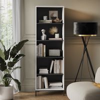 Librería Eliza, Blanco, 60 x 180 cm con 5 compartimentos, Vicco