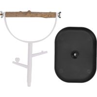 Portable Bird Stand Outdoor Desktop Training Parrot White Plastic Square Plate Bird Stand