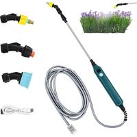 Pulverisateur Lance Telescopique, Pulverisateur Electrique avec Affichage de la Puissance, Lance Telescopique Pulverisateur Toiture avec 3 Buses et 3m de Tuyau, USB Rechargeable,Portable