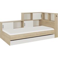 GAMI Lit enfant avec rangement 90x200 cm - Decor chataignier naturel - L 221 x P 120 x H 104 cm - ARMEL