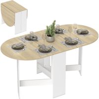Mesa de Cocina Plegable con Alas Abatibles Mesa de Cocina Plegable de Forma Ovalada Estilo Moderno 163x80x75 cm Natural