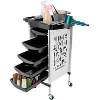 6-Tier Salon Storage Trolley with 5 Drawers, Multifunctional Beauty Trolley with Wheels for Hairdressing, Mobile Organizer Unit, White hairdressing trolley