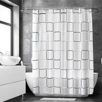 Anti-mold shower curtain 180 x 200 cm – cube shape – polyester – with rings – machine washable