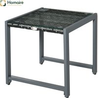 HOMAIRE Gartentisch Beistelltisch mit Hartglas, Polyrattan & Aluminium, wetterfest und modern für Garten, Balkon und Terrasse
