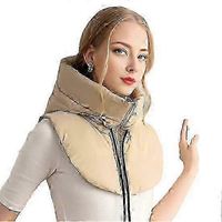 Kapuze mit angedeutetem Kragen, Kordelzug und Reißverschluss, Steppjacke mit angedeutetem Kragen, einfarbig, Daunen- und Baumwollfüllung-khaki