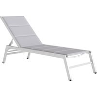 Tumbona ligera de aluminio, respaldo ajustable en 6 posiciones, acolchado integrado, 64x181x90cm, gris claro.