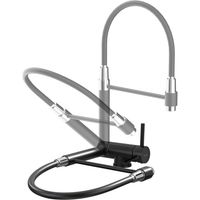 BuntHaus Grifo de Cocina Negro Extensible Plegable Grifo de Cocina bajo Ventana Abatible Grifo para Fregadero de Cocina Giratorio 360° en Acero Inoxidable 304 Cepillado