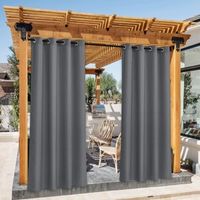 (Gris)Rideaux d\'Extérieur 132x213cm Rideau pour Pergola Patio Waterproof à Oeillets Isolation Thermique Draperies Décoration Jardin,Gris