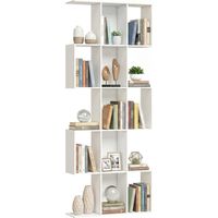 HOMCOM estantería de 5 niveles, biblioteca estrecha, librería en forma de S, para salón, dormitorio, estudio, oficina, 80x24x200 cm, blanco