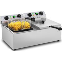 Royal Catering – Friteuse professionnelle électrique 2 x 10 L – 2 x 3200 W – Température 50–200 °C – Zone froide pour cuisson optimale