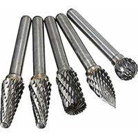 ALLIANDISFrese diamantate, 5 pezzi, testa con gambo da 6 mm, set di frese rotanti a doppio taglio in carburo di tungsteno per smerigliatrice per incisione su legno, set di punte per intaglio
