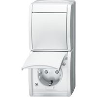 Busch-Jaeger Combinación interruptor basculante con toma de corriente SCHUKO® Safety+ 2 vías, basculante, conmutación conmutable y de cruce 2P+PE blanco alpino - ocean® (2601/6/20 EBW-54), 2CKA001684