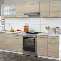 Cucina componibile Raul, Sonoma, 270 cm , PL Marmo con striscia LED, Vicco