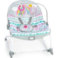 BRIGHT STARTS Transat bébé évolutif Arc-en-Ciel, rosa, beruhigende Vibrationen, 2 Neigungspositionen, bis zu 30 Monate