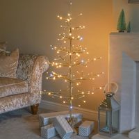4ft LED Pre Lit Champagne Gold Christmas Twig Tree Indoor Plug In Decoration