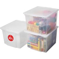 Iris Ohyama, Vielseitige Aufbewahrungsboxen, 30L, 3er-Set, transparent, USB-M