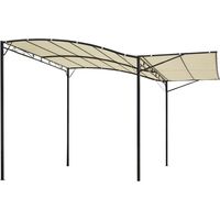 Abri mural terrasse 3×2,5m métallique avec portes et fenêtres, auvent anti-soleil espace étendu, blanc crème