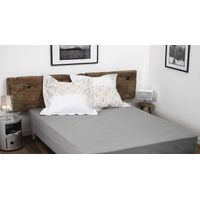 Drap housse uni coton 57 fils gris clair 180x200 cm bonnet 35 cm
