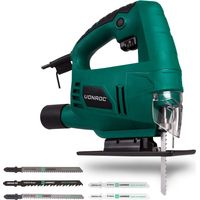 VONROC Scie sauteuse 550W - 5 lames de scies, système de changement rapide, accessoires et sac de rangement inclus