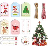 etiquette Cadeau Noel,etiquette Joyeux Noel Avec Ficelle De Jute, Etiquette Cadeau Kraft Etiquette Noel Pour Papier Cadeau, Mariage, Anniversaire