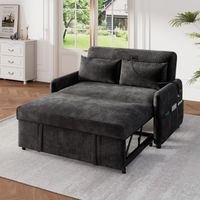 Canapé-lit convertible 2 places 129 x 76 x 81 cm, canapé de salon et chambre gris, dossier réglable, port USB, tissu chenille