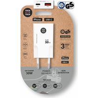 Cargador rápido GAN 30W, blanco, USB-C + USB-A