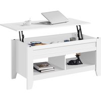 Homevive Mesa de Centro Elevable Mesa de Cáfe para Salon Mesa de Centro Madera 104x49x(49-61,5) cm Blanco