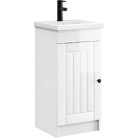 vidaXL Meuble de salle de bain avec évier Blanc brillant