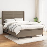 vidaXL Giroletto a Molle con Materasso Tortora 140x200 cm in Tessuto