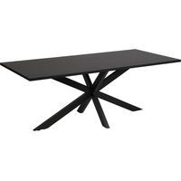 Meublorama – Table de salle à manger rectangulaire 200 × 95 × 75 cm – 10 personnes – Finition noir effet bois – Pieds en métal robustes