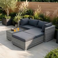 5 Piece Modular Outdoor Garden Set Corner Chairs Padded Seats Garden Furniture