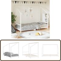 Cadre de lit pour enfants blanc 90x200 cm bois de pin massif - Lit Bébé - Lit Enfant - Cadre Lit Enfant - Lit Design Enfant - Mobilier Enfant