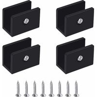 Lega di alluminio, per vetro spesso 8-10 mm, morsetto per vetro, supporto per ripiano in vetro da 4 pezzi, supporto per ripiano in vetro nero, fissaggio regolabile per ripiano in vetro