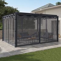 Juego de 4 mosquiteras para pérgola bioclimática 3x4 gris con cremallera + ganchos
